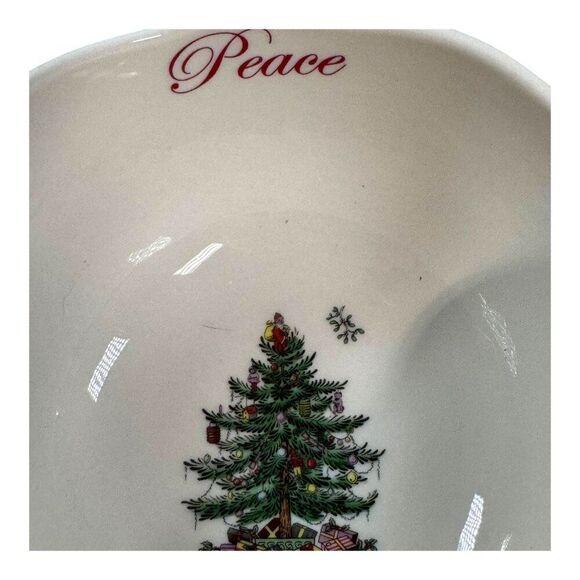 Spode Christmas Tree Bowls Set Of 2 Joy 5” & Peace 6” Ceramic Holiday Decor NEW - Picture 7 of 11